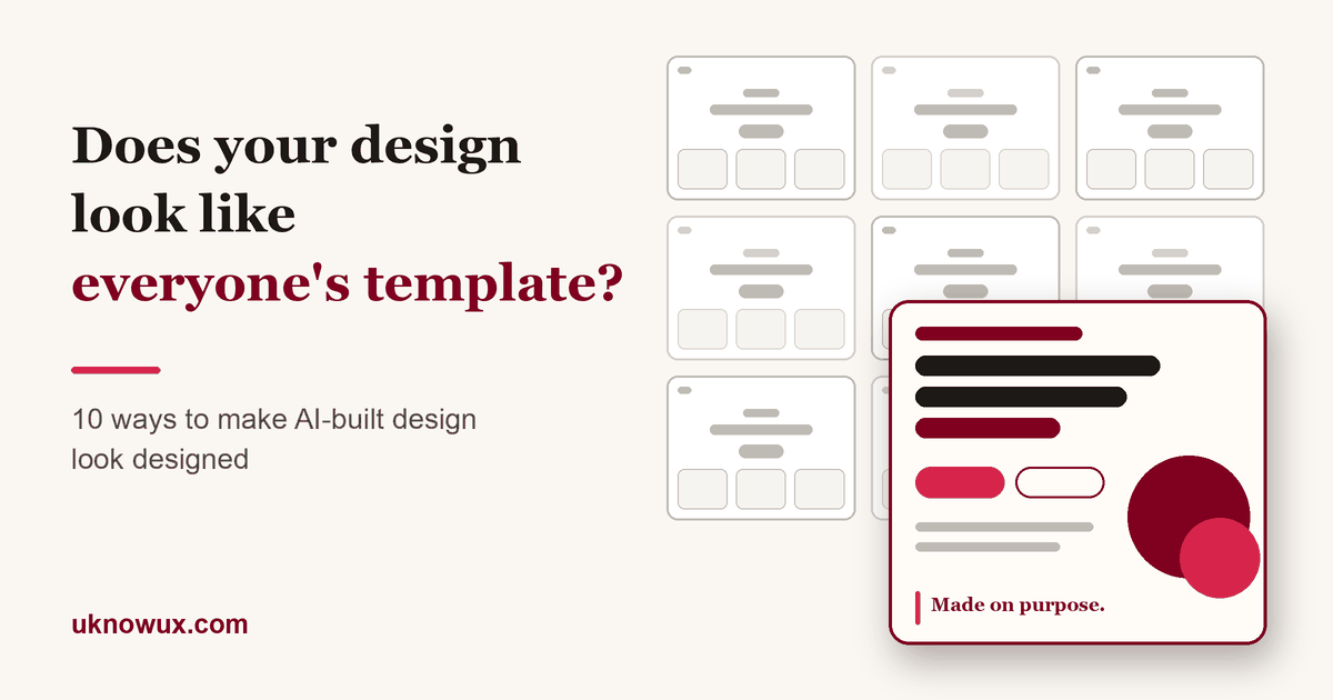 Does your design look like everyone's template? Nine identical grey website templates, with one distinctive burgundy and crimson design standing in front.