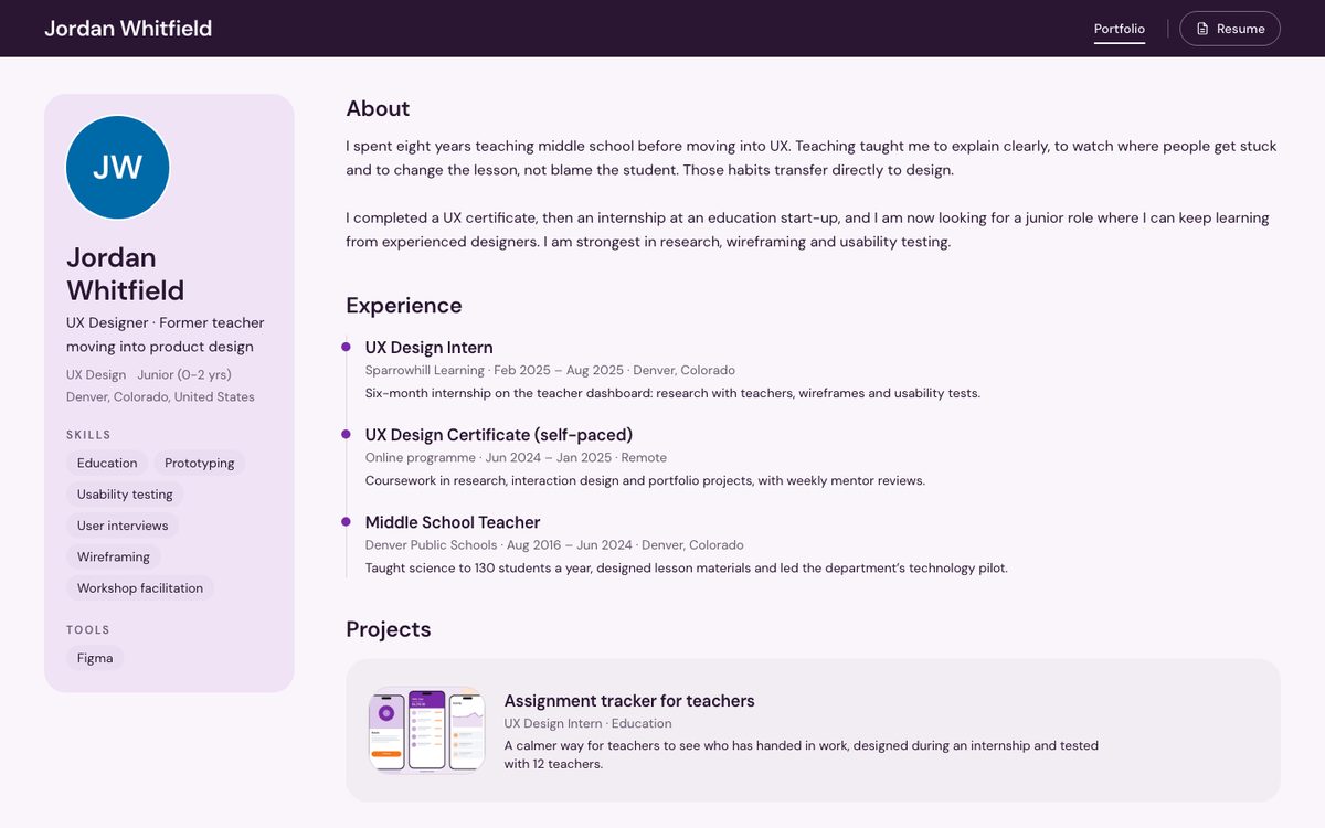 Preview of the Résumé template